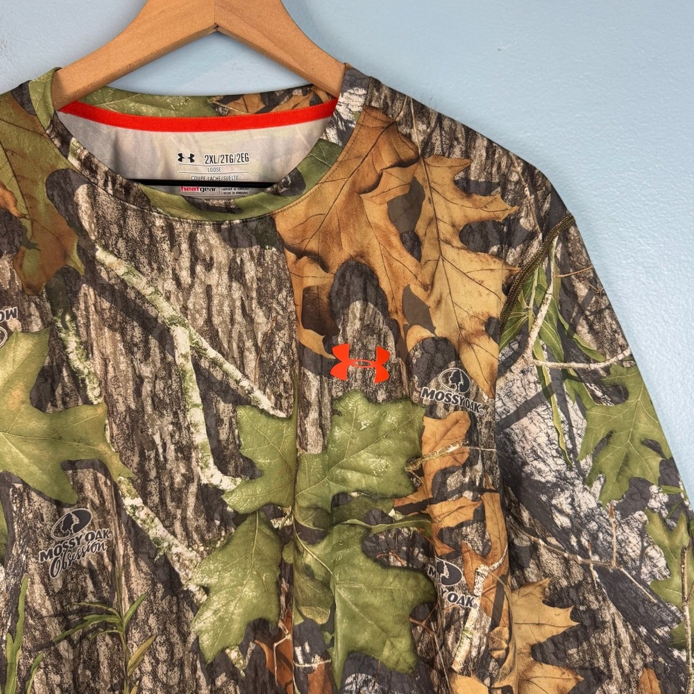 Under Armour Scent Control Mens 2XL Camo Mossy Oak Obession Long Sleeve Shirt